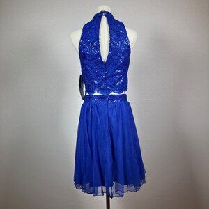 Love Reign Royal Blue Halter Sequin 2 Piece Short Cut Out Dress 15